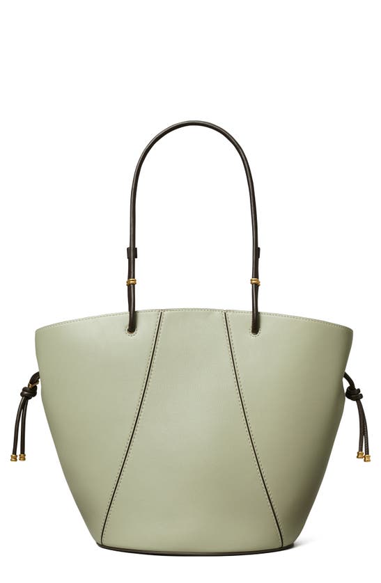 Tory Burch Spaghetti Leather Tote In Pine Frost