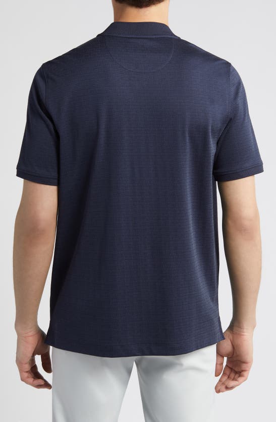 Johnston & Murphy Jacquard Pima Cotton Blend Polo In Navy