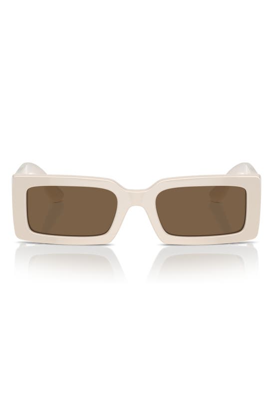 Shop Dolce & Gabbana 53mm Rectangular Sunglasses In Dark Brown