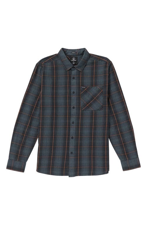 Plaid Heavy Twill Flannel Button-Up Shirt in Dark Slate