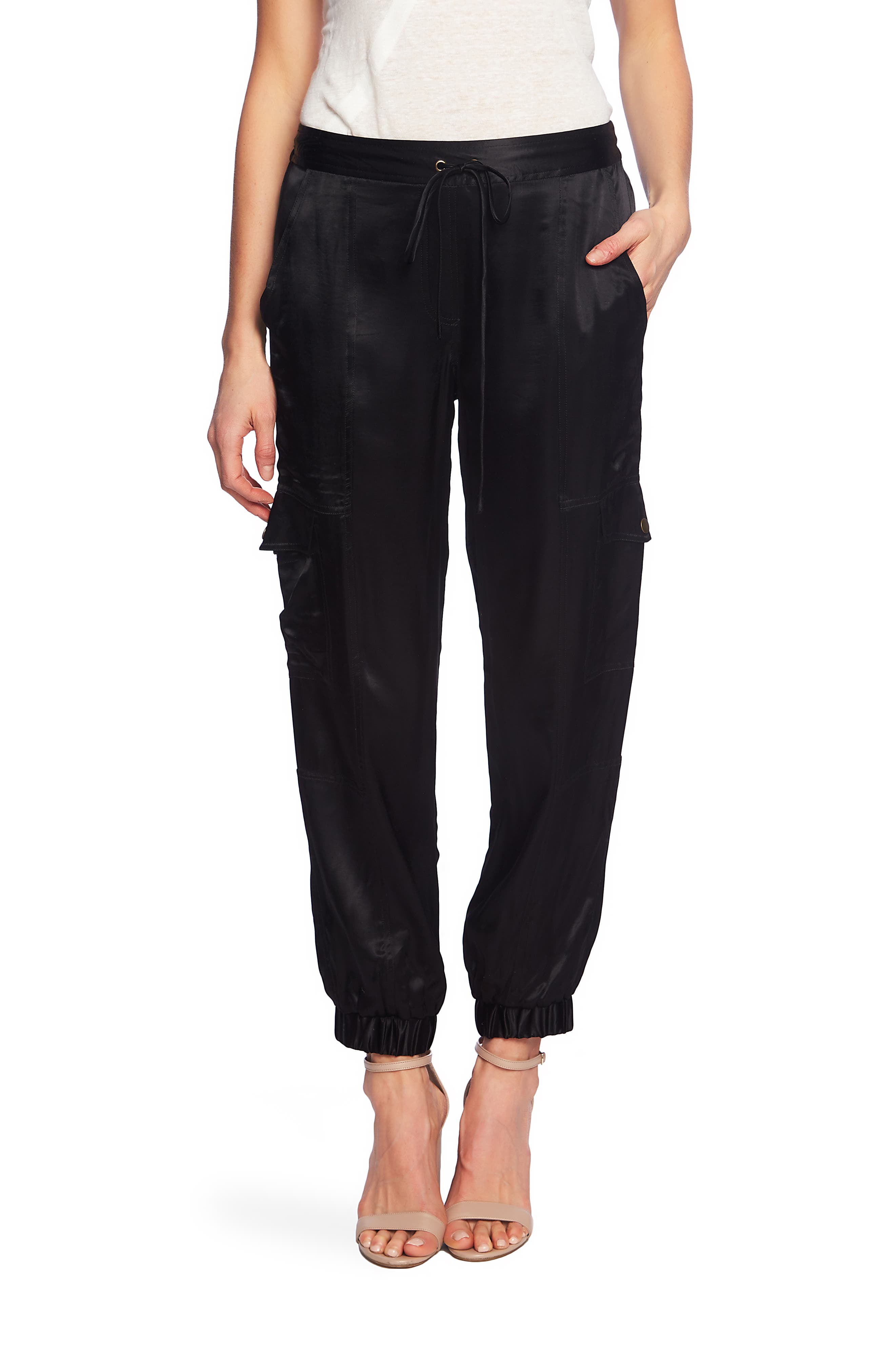 satin cargo joggers
