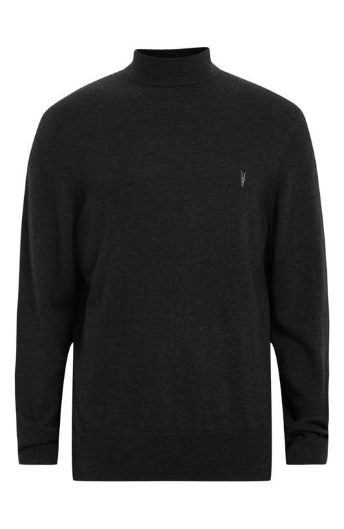 Shop Allsaints Kilburn Wool Blend Mock Neck Sweater In Cinder Black Marl