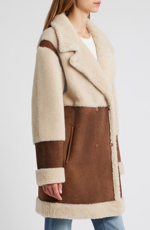 Shop Hiso Reversible Suede & Genuine Shearling Coat In Cashew Antique Suede