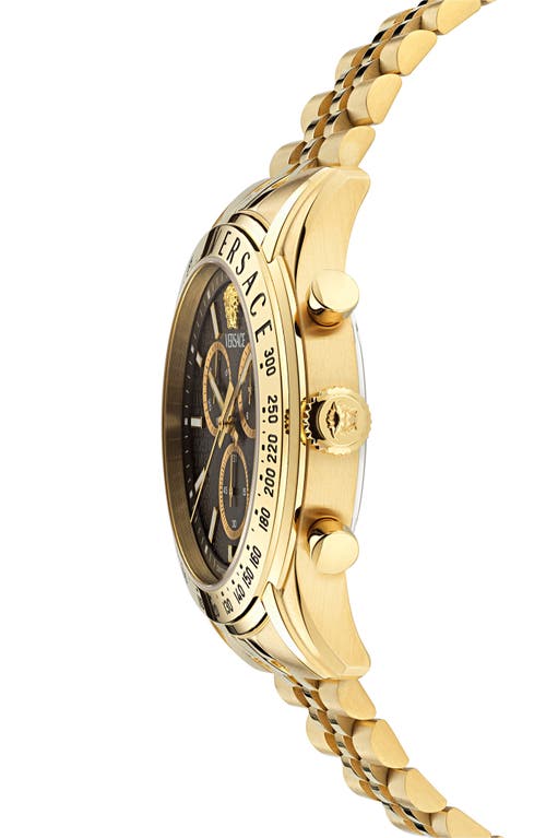Versace Men's Swiss Chronograph Gold Ion Plated Stainless Steel Bracelet Watch 44mm In Ip Yellow Gold