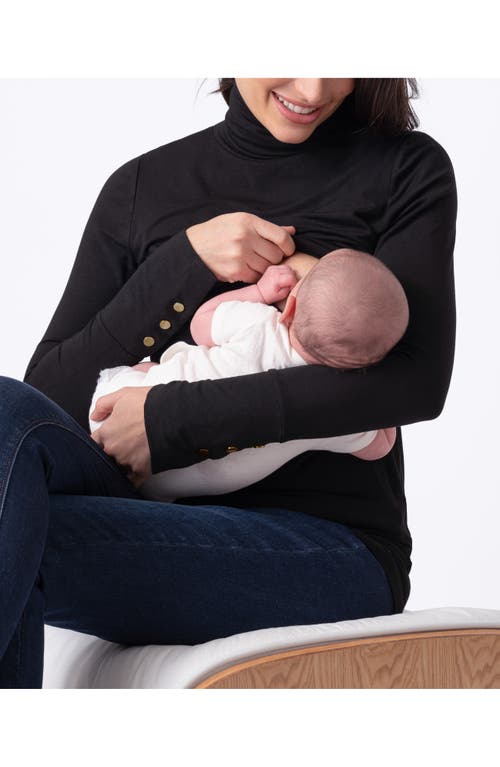 Shop Seraphine Turtleneck Maternity/nursing Top In Black