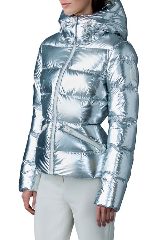 Mackage Madalyn Metallic Down Puffer Jacket With Hood In Silver