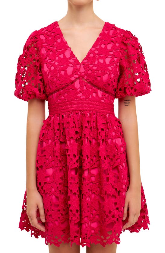 Endless Rose Puff Sleeve Lace Minidress In Violet