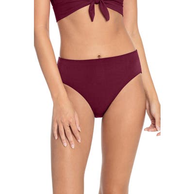 Robin Piccone Ava High Waist Bikini Bottoms, Purple