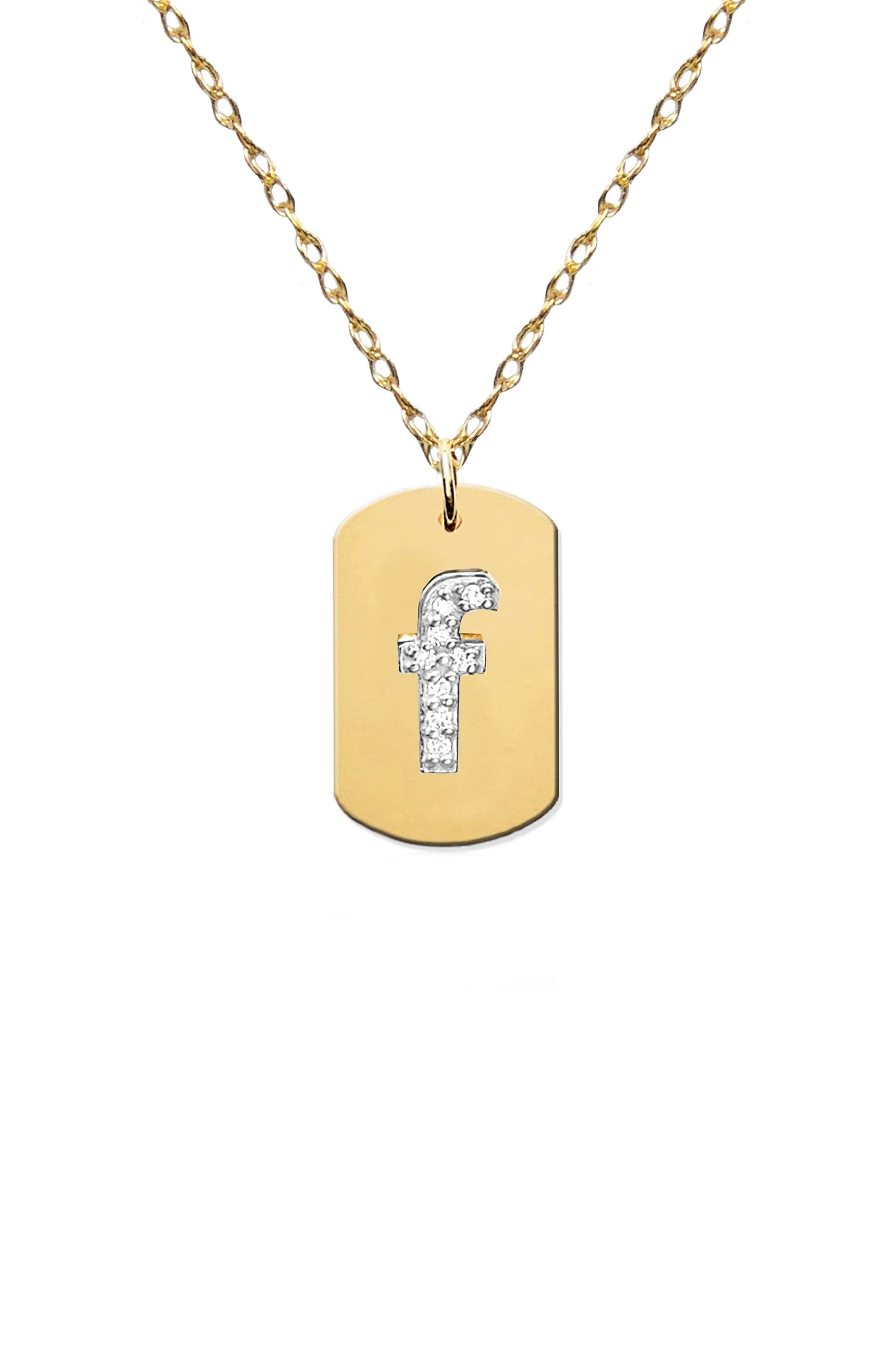 Jane Basch Designs Diamond Initial Dog Tag Necklace (Nordstrom Exclusive)