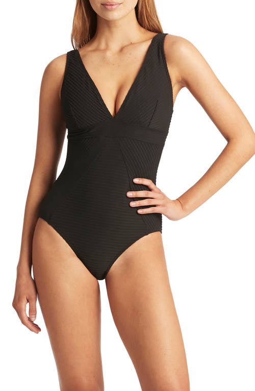 Panel Line Multifit One-Piece Swimsuit in Black