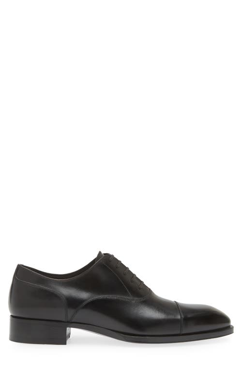 Tom Ford Elkan Burnished Leather Oxford In 1n001 Black