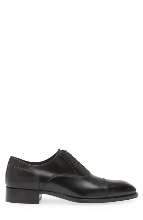 Shop Tom Ford Elkan Burnished Leather Oxford In 1n001 Black