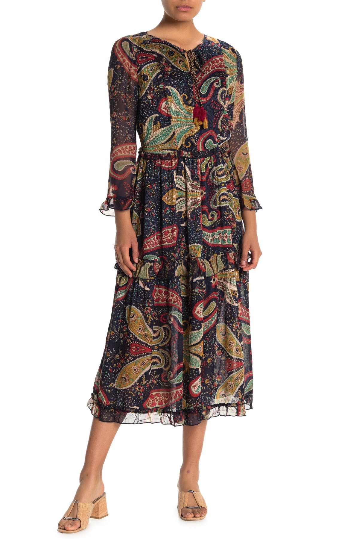 paisley print midi dress