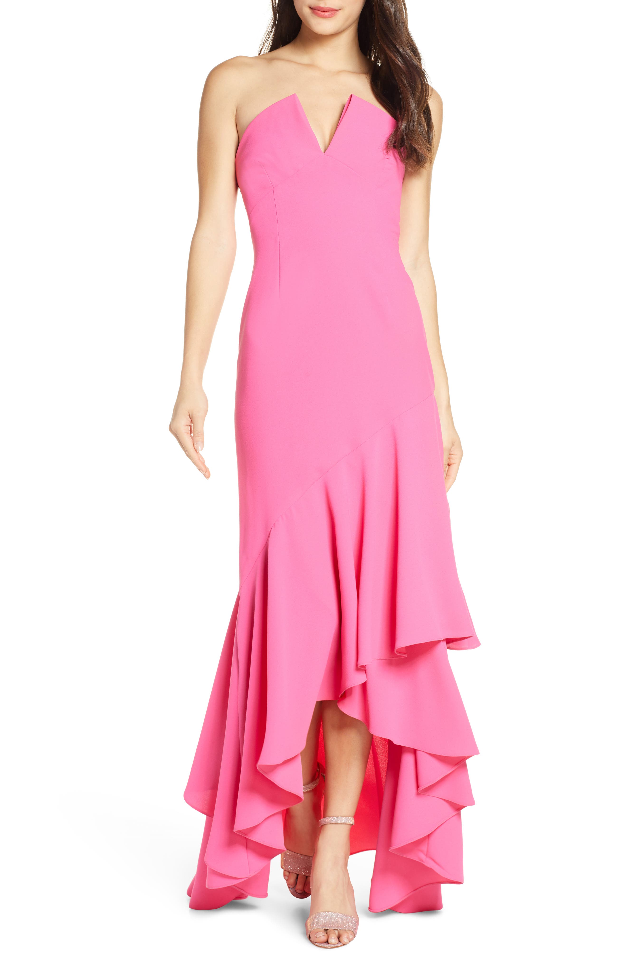 Jill Jill Stuart Notch Detail Strapless Gown, Pink