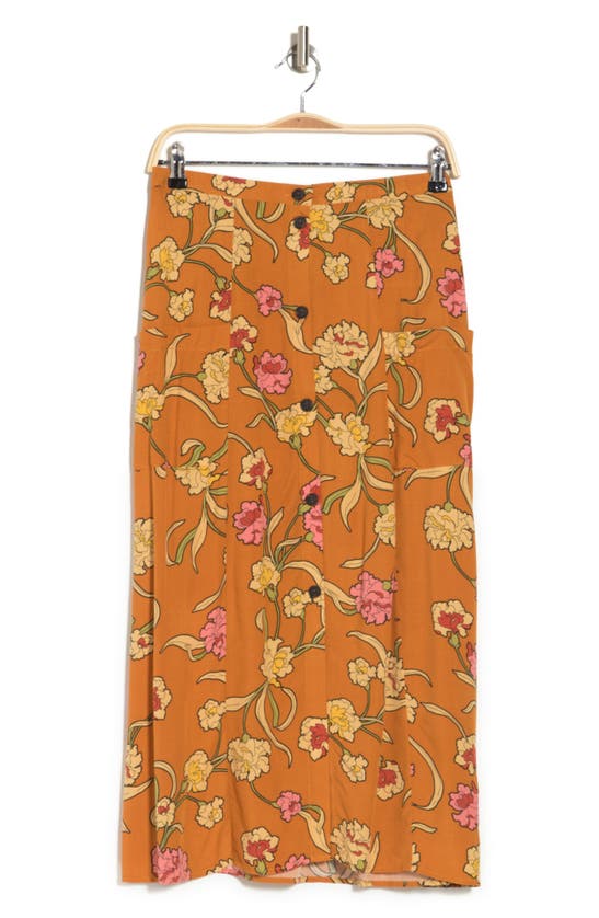 Daniel Rainn Floral Midi Skirt In M669 Gold