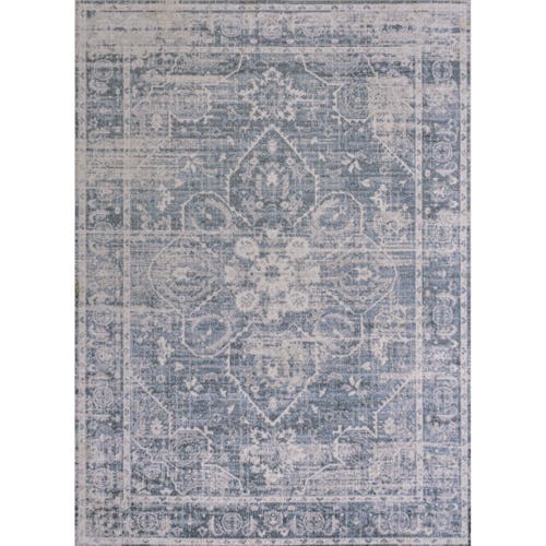 Jonathan Y Shaii Global Medallion Low-pile Machine-washable Area Rug In Blue/light Gray