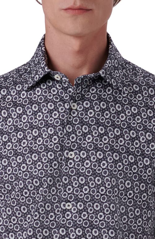 Shop Bugatchi Milo Ooohcotton® Floral Short Sleeve Button-up Shirt In Midnight