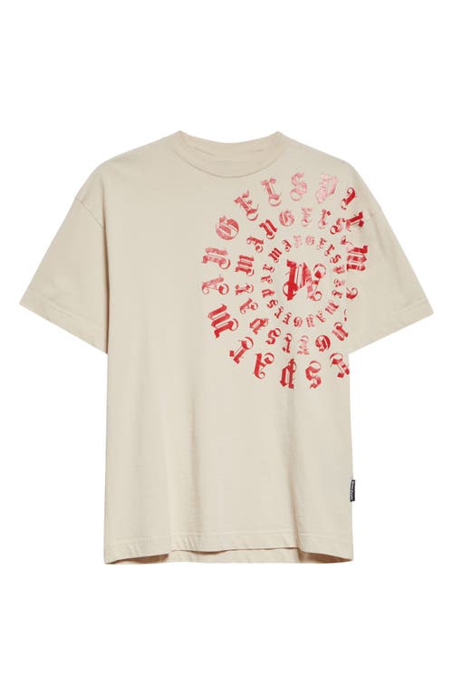 Shop Palm Angels Vertigo Logo Cotton Graphic T-shirt In Light Beige Red