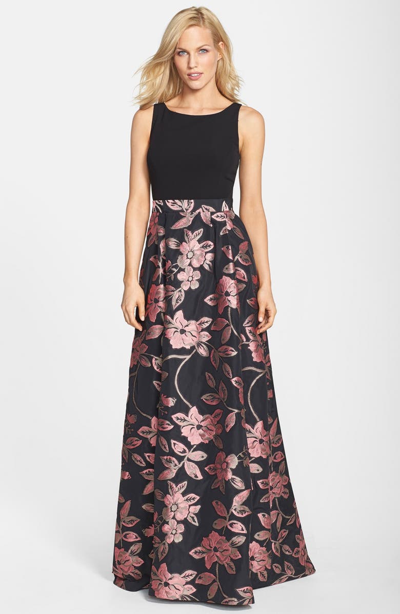 Aidan Mattox Floral Jacquard A-Line Gown | Nordstrom