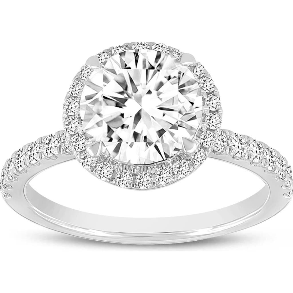 Asany Love Grown Collection 14k White Gold Round Cut Lab Grown Diamond Halo Engagement Ring In 14k White Gold