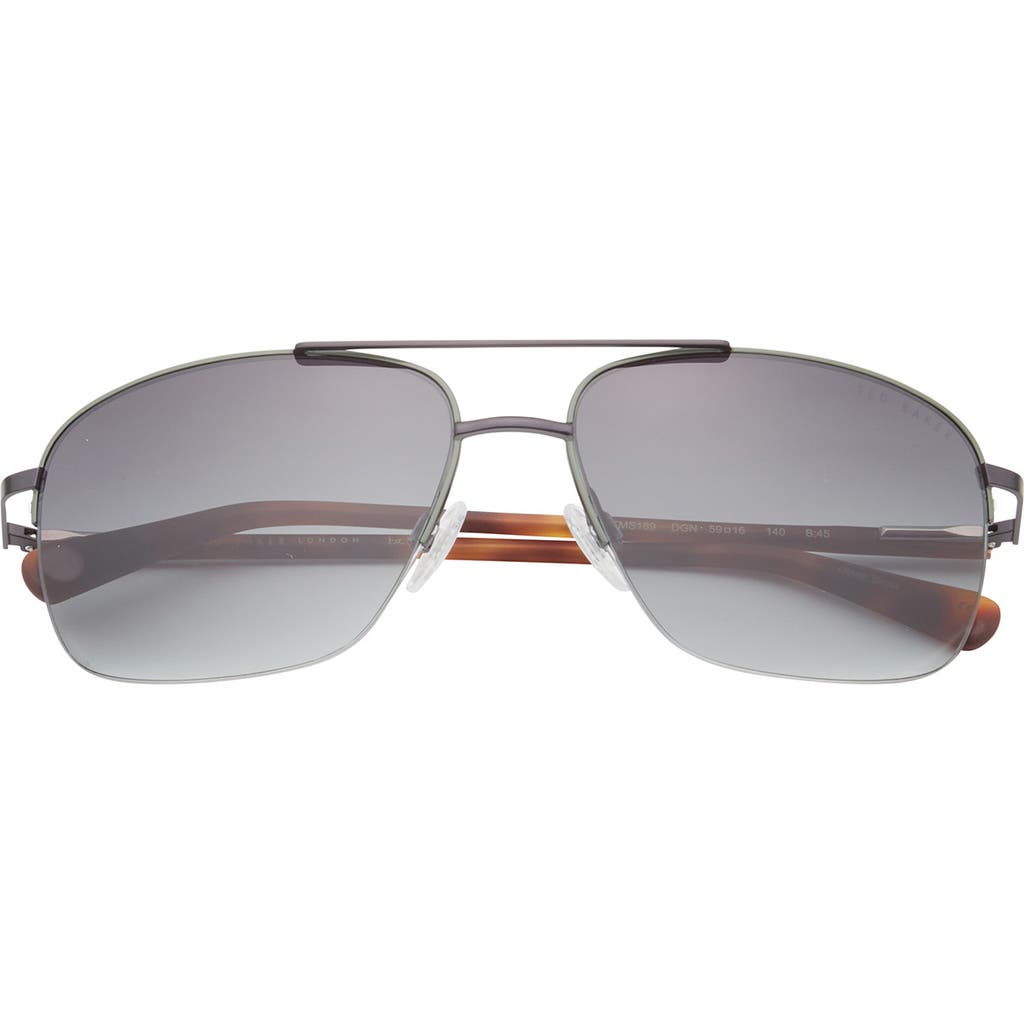 Ted Baker London 59mm Rimless Navigator Sunglasses In Dark Gunmetal