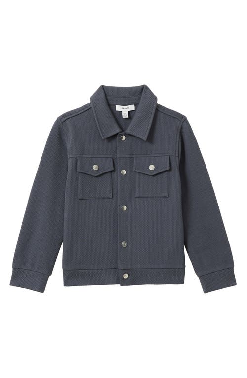 Shop Reiss Kids' Carmello Jr. Knit Snap-up Shirt Jacket In Steel Blue