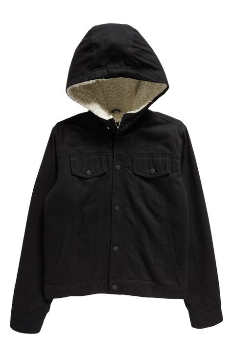 Kids' Cotton Snap-Up Hooded Jacket with Faux Fur Lining (Big Kid)