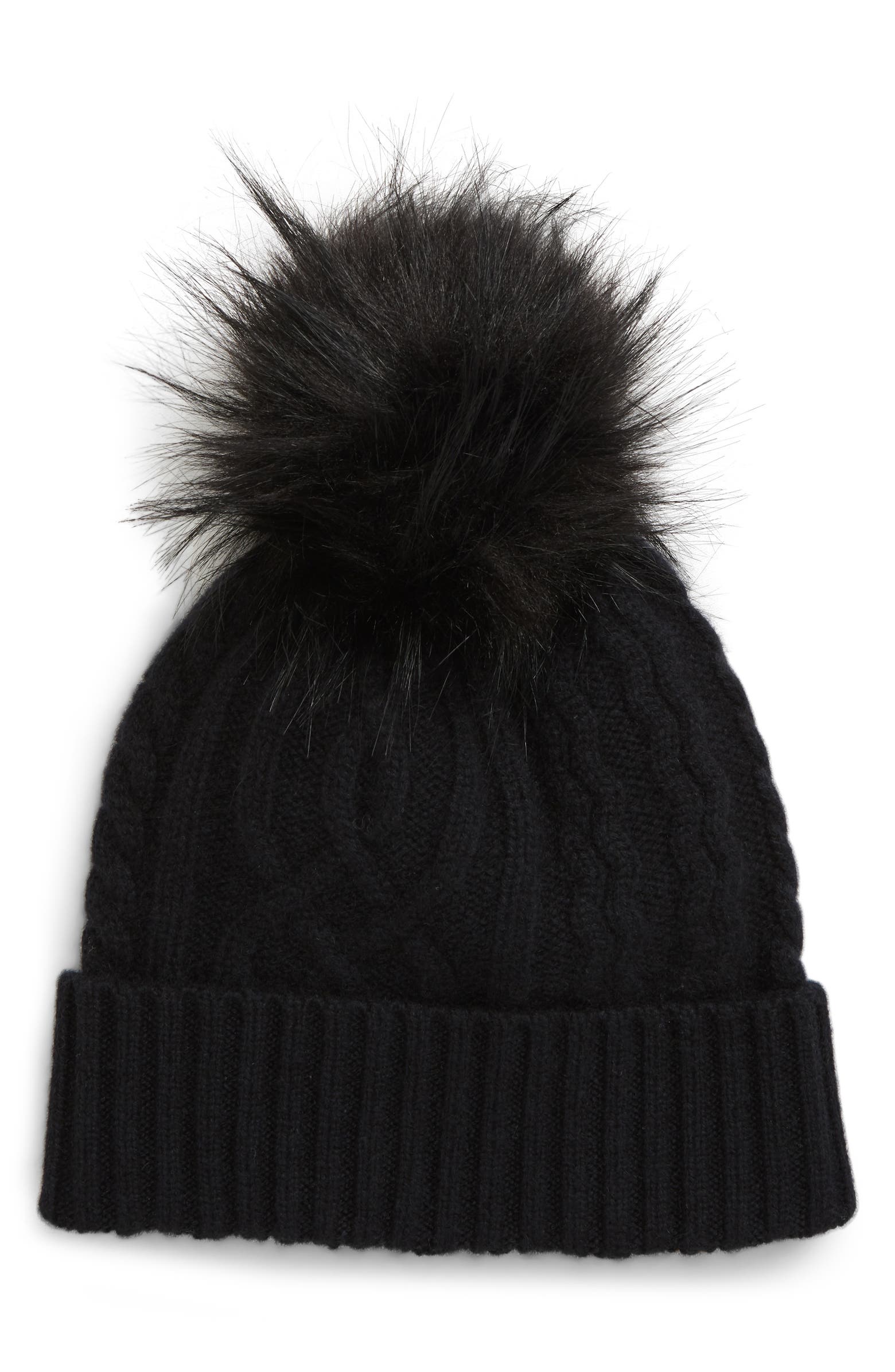 Halogen® Cable Cashmere Pom Beanie | Nordstrom