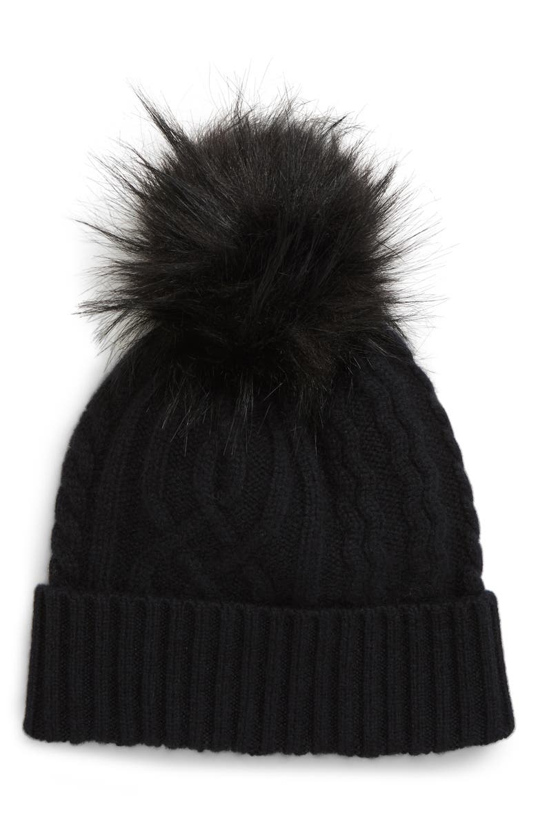 Halogen<sup>®</sup> Cable Cashmere Pom Beanie, Main, color, 