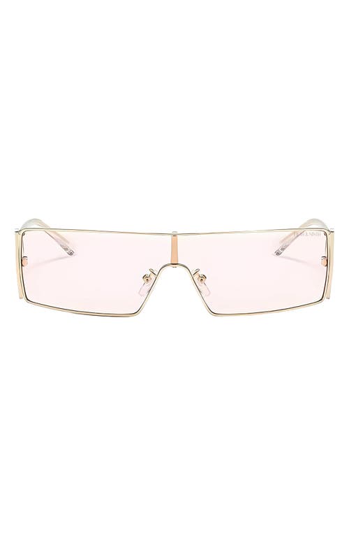 Fifth & Ninth Paloma 65mm Oversize Shield Sunglasses in Gold /Pink 