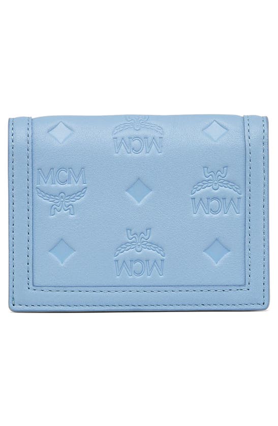 Shop Mcm Tracy Embossed Leather Wallet In Della Robbia Blue