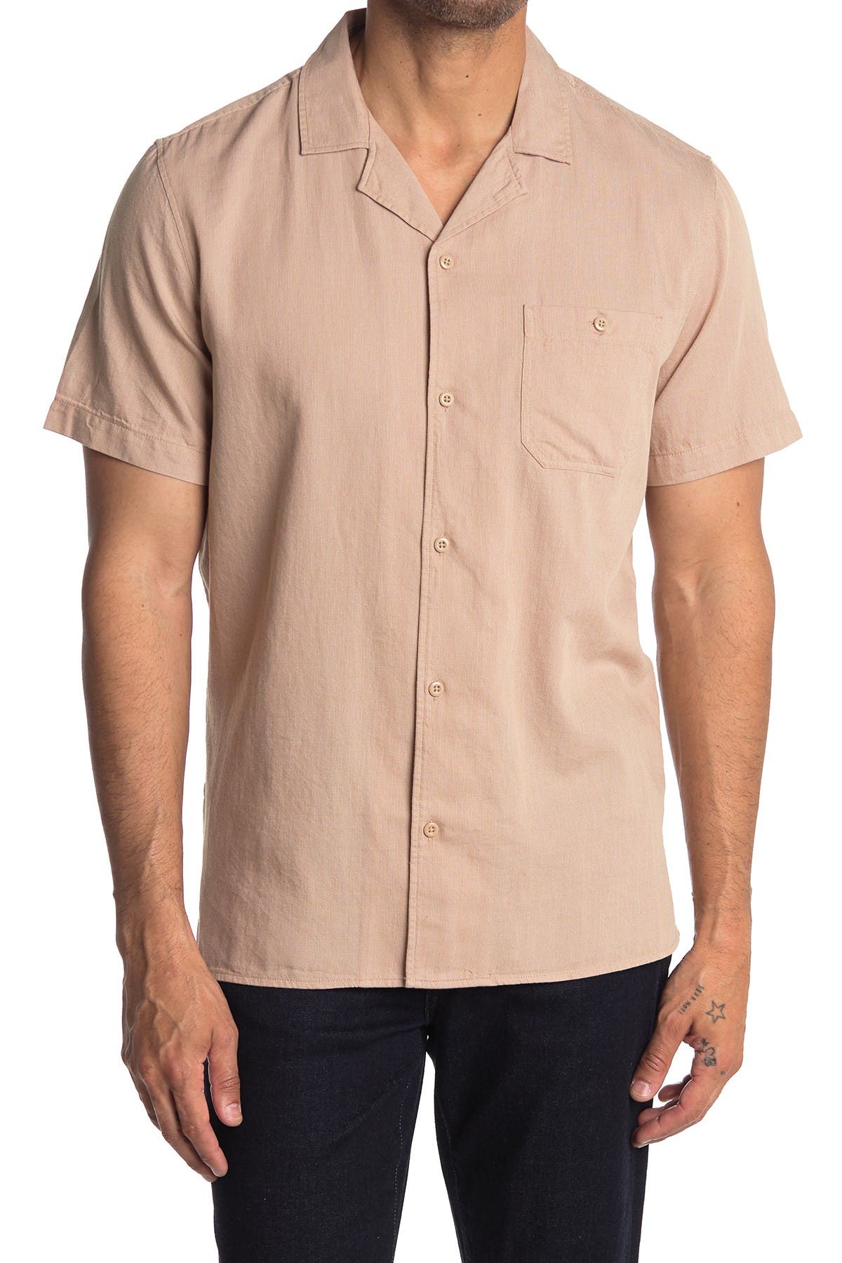 Abound Short Sleeve Camp Collar Regular Fit Shirt In Light Beige