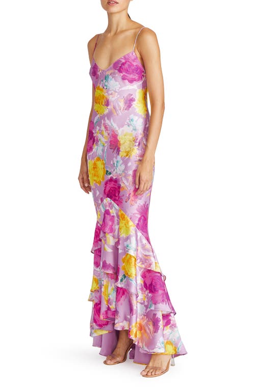Shop ml Monique Lhuillier Seraphine Satin Gown In Blooming Peonies