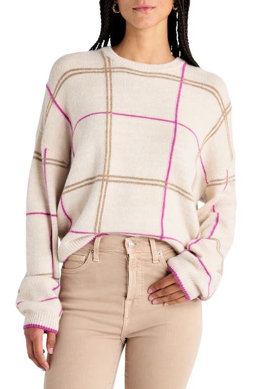 Splendid Greta Windowpane Plaid Jacquard Sweater Oat Heather Multi at Nordstrom,