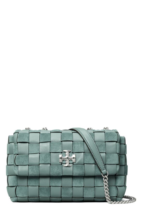 TORY BURCH KIRA SMALL WOVEN LEATHER CONVERTIBLE SHOULDER BAG