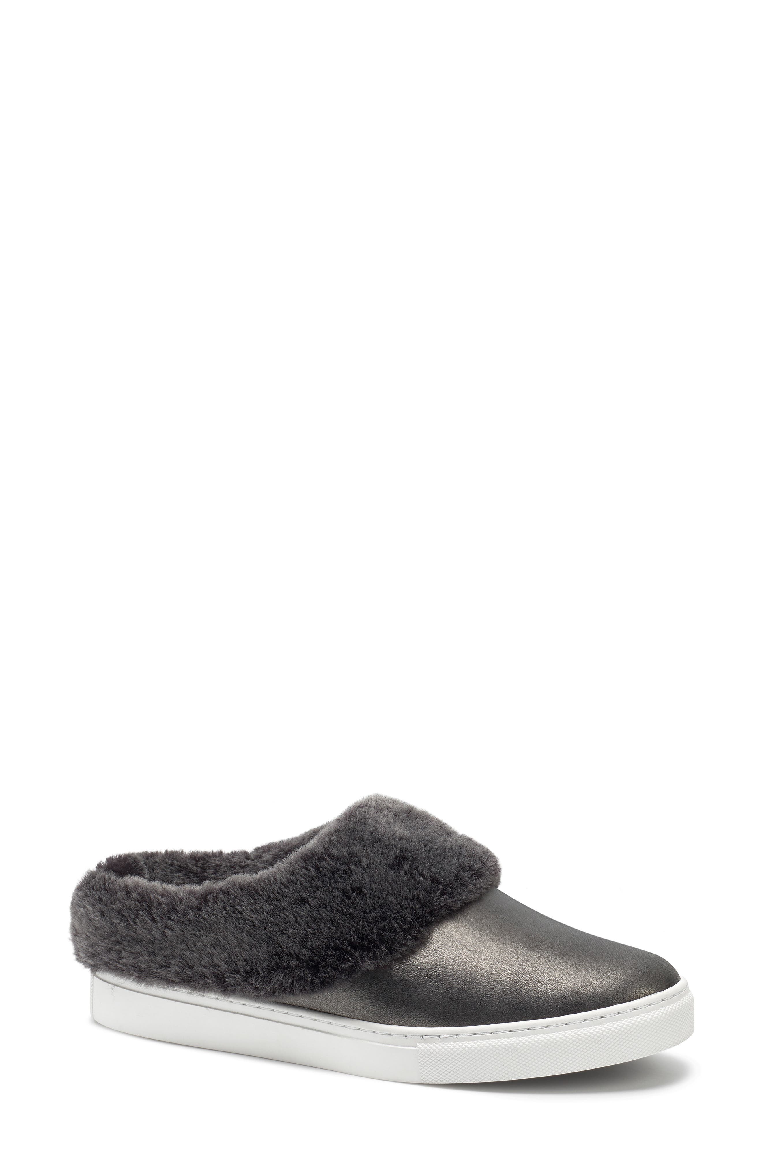 Trask Lisa Genuine Shearling Trim Slip-On Sneaker, Metallic