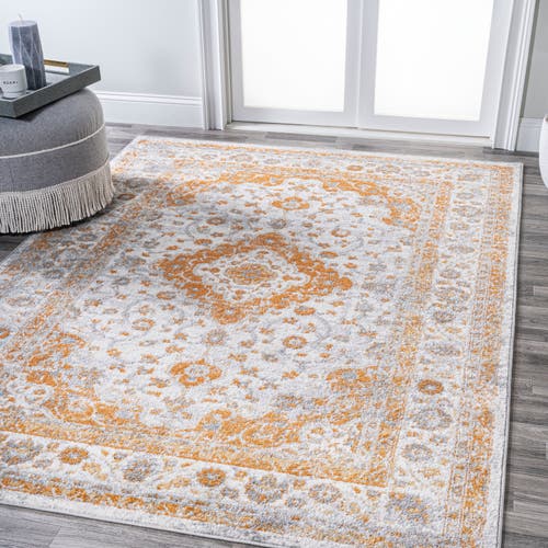 Jonathan Y Indhira Ornate Medallion Persian Area Rug In Orange/cream