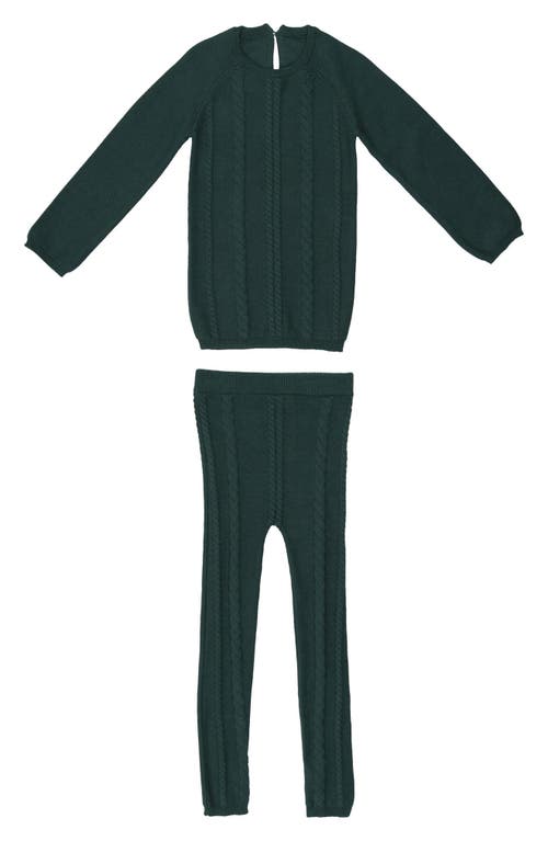 Manière Diamond Knit Long Sleeve Cotton Sweater & Pants Set Pine at Nordstrom,