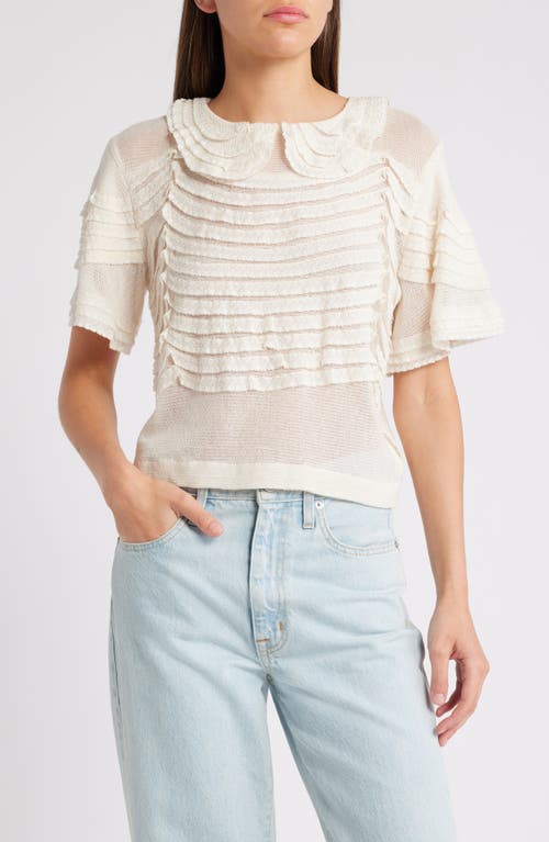 THE GREAT. The Rosebud Knit Top in Cream 