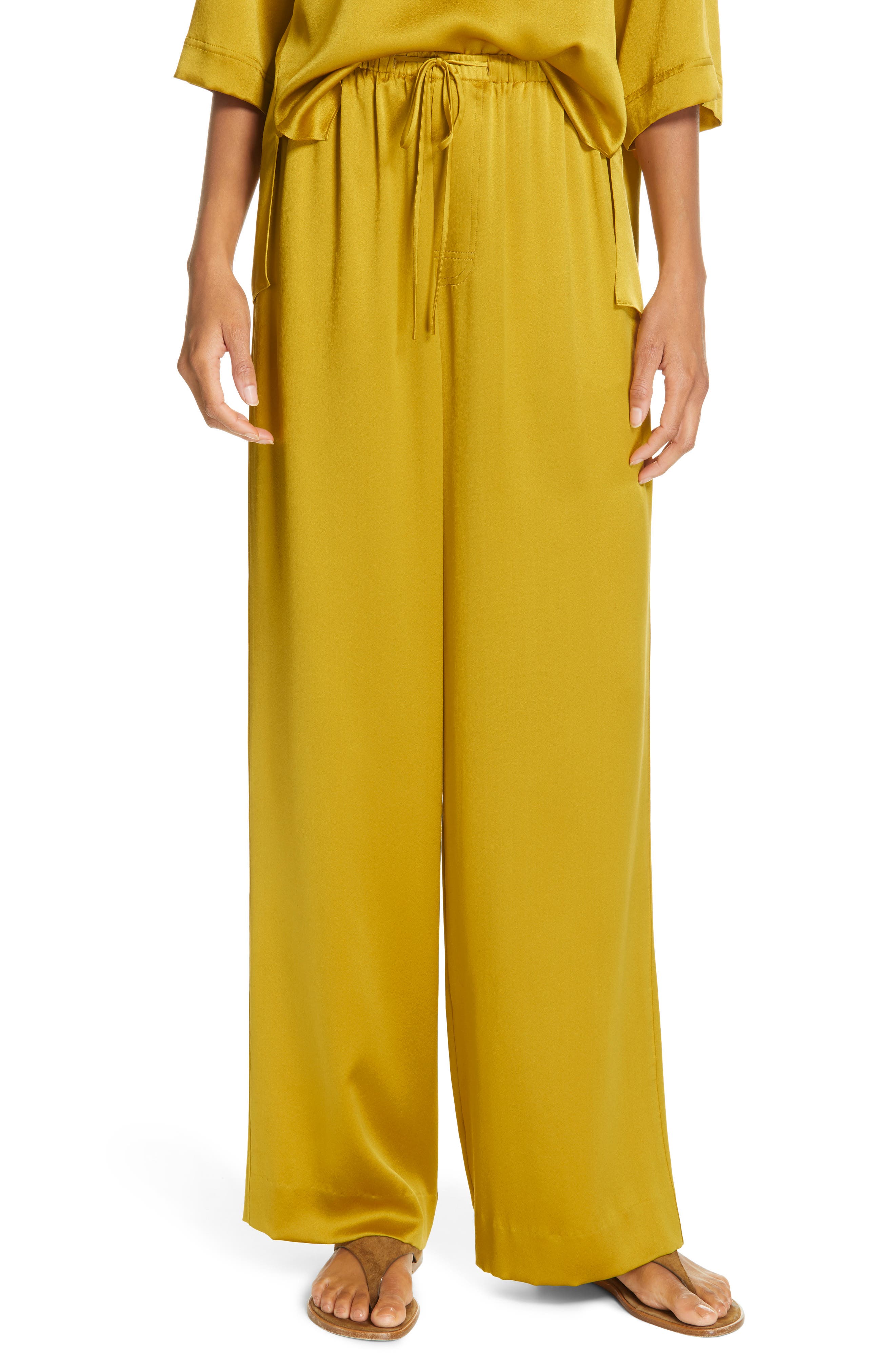 Vince Silk Pajama Pants, Yellow