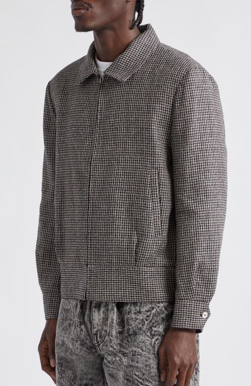 Noah Ricky Houndstooth Linen-blend Jacket In Black/grey