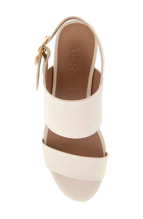 Shop Aerosoles Camera Platform Sandal In Eggnog Leather W/cork