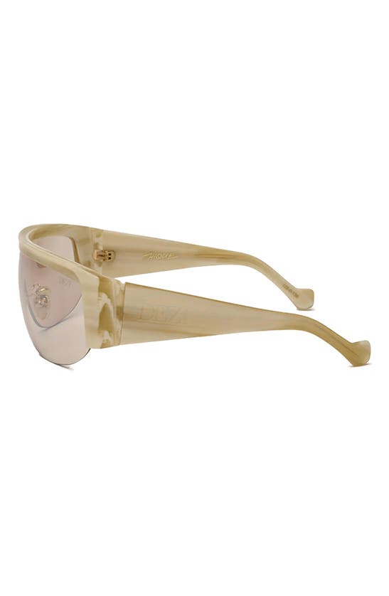 Shop Dezi Thique 125mm Oversize Rimless Shield Sunglasses In Ivory / Flash Beige
