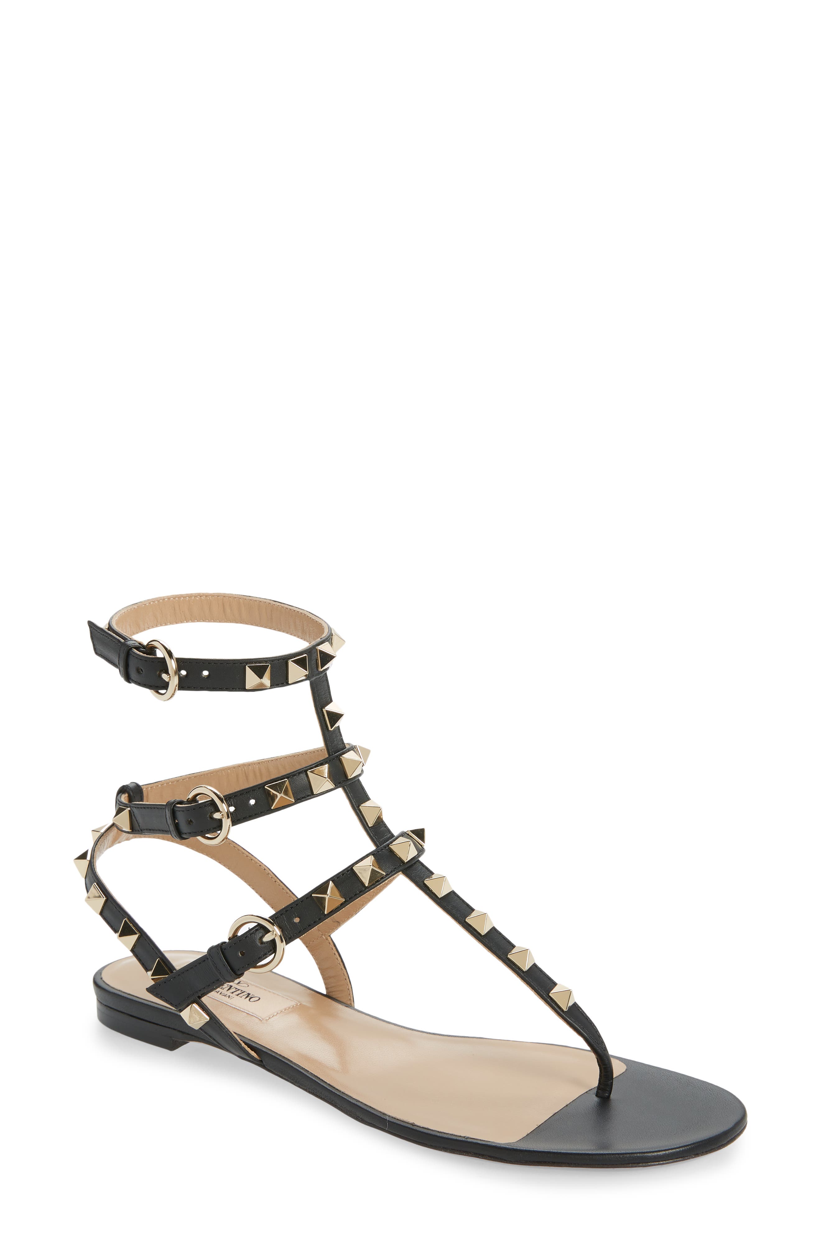 valentino rockstud ankle strap sandals