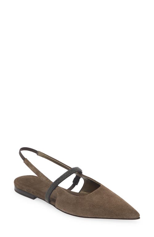 Brunello Cucinelli Pointed Toe Slingback Sandal Medium Brown at Nordstrom,