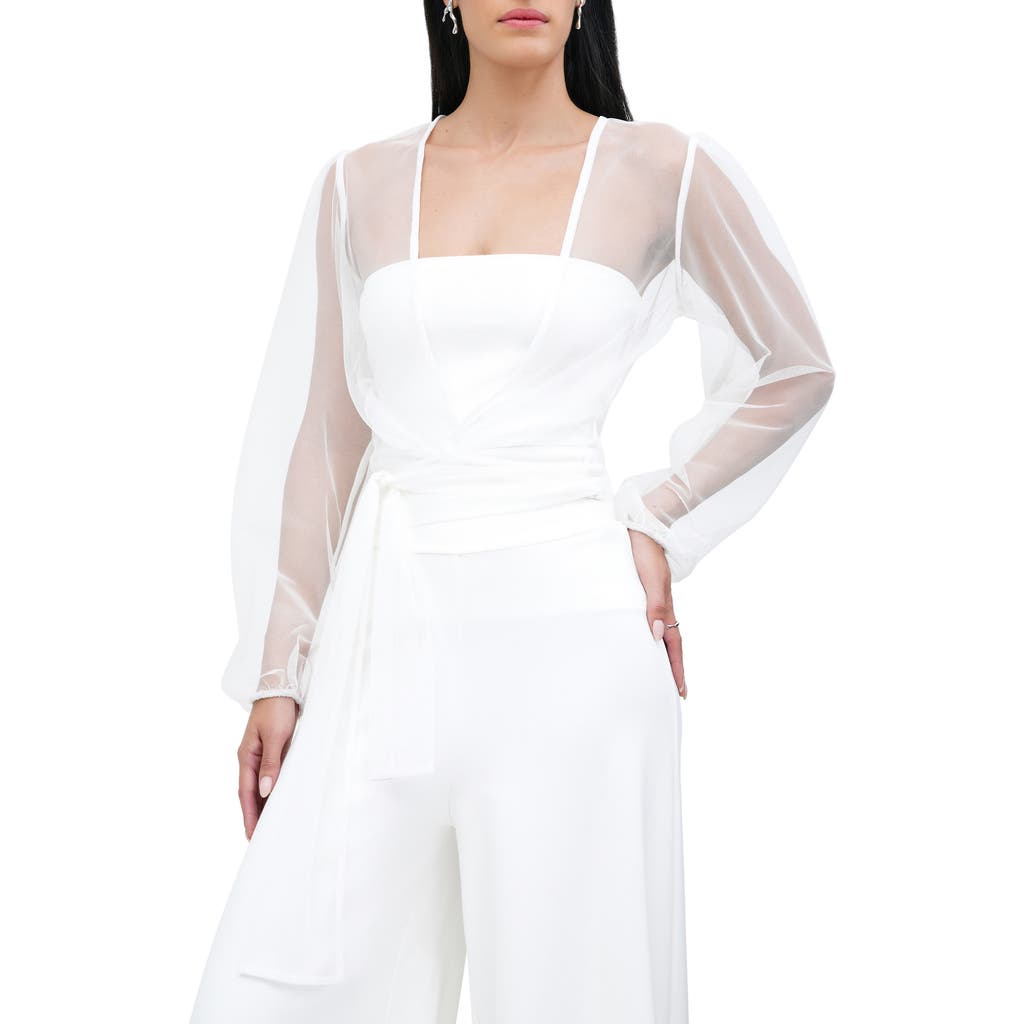 Marcella Verona Sheer Mesh Wrap Bolero In Off White