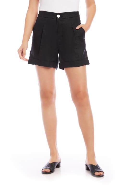 Karen Kane Pleated High Waist Linen Shorts Black at Nordstrom,