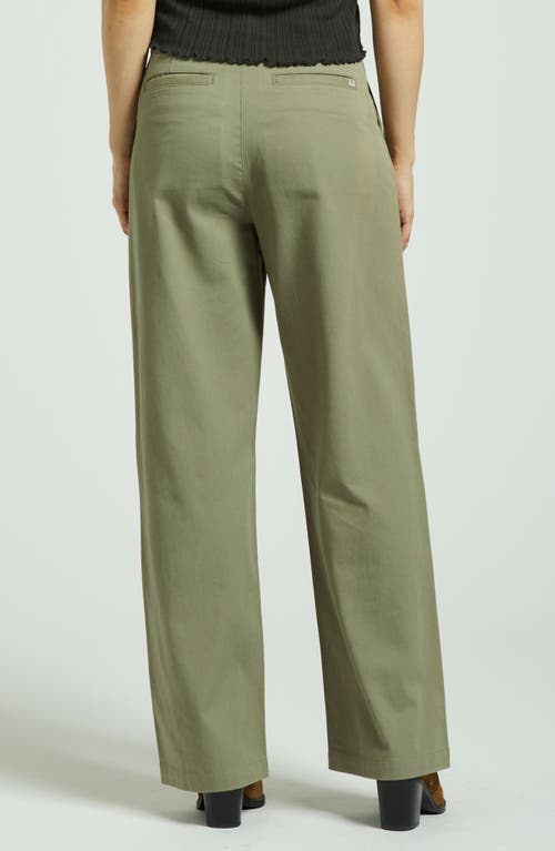 Brixton Ludlow High Waist Pleated Wide Leg Pants In Olive Surplus