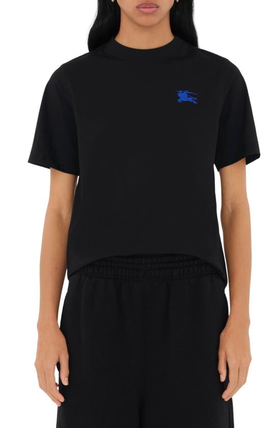 Shop Burberry Ekd Embroidered Cotton T-shirt In Black