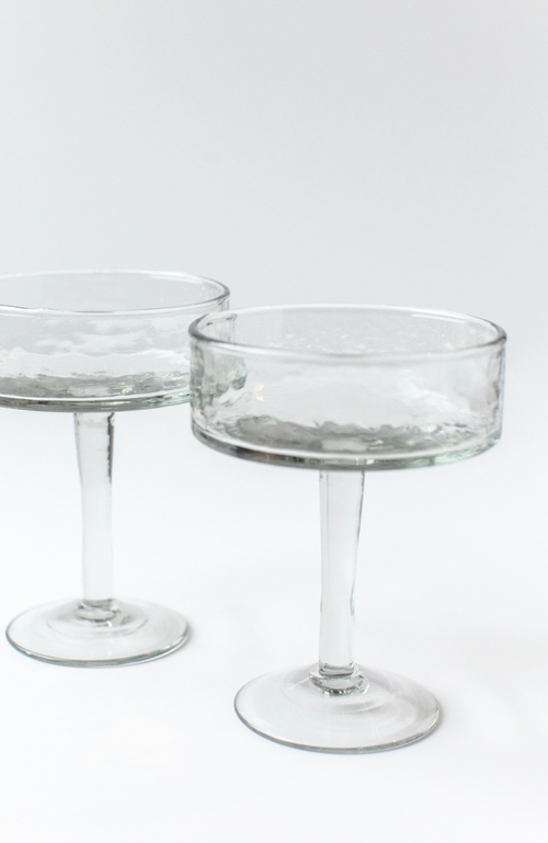 Creative Women Handblown Hammered Coupe Cocktail Glasses In Clear
